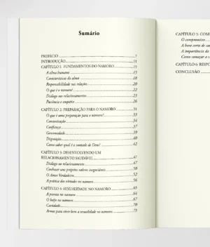 Sumário I do livro "Viver Bem o Namoro", de Angélica Bragio, guia católico sobre namoro cristão e relacionamentos com propósito.