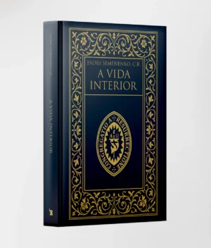 Capa do livro A Vida Interior, de Padre Semenenko, C.R., com moldura dourada ornamentada e emblema central da Congregação da Ressurreição.